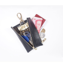 Leather multifunctional zipper key bag car key waist hanging change card cowhide mini cute storage large capacity