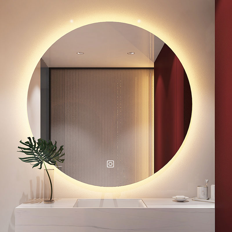 Simple wall-mounted ins round mirror backlight touch LED light mirror round bathroom mirror wall-mounted bathroom mirror bathroom mirror