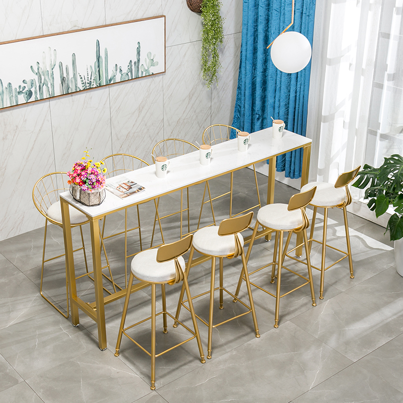 Custom marble bar table Balcony Leaning by Window Home minimalist Milk Tea Shop By Wall Small Long Strips Solid Wood High Foot Table And Chairs