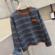 [Special Clearance]New Striped Color-Block Round Neck Long Sleeve Knitted Cardigan Top with 3D Pumpkin Design, Stylish and Versatile