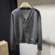 European station 2025 autumn and winter new European women's fashionable V-neck ruffled sweater age-reducing wool jacket trend