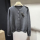 [Special Clearance]Winter Style Round Neck Single-Breasted Fashionable Rhinestone Embellished Soft Full Wool Cardigan Women's Sweater
