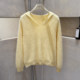Brushed hoodie wool + cashmere soft fufu long-sleeved one-line ready-to-wear knitted sweater