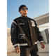 BLUESFLY trendy brand baseball uniform men's letter embroidered woolen jacket spliced ​​​PU black fitness training clothes