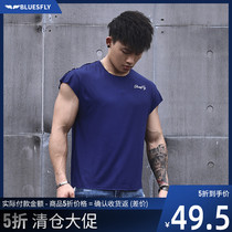 BLUESFLY Sports Haping Mens Summer New Pure Color Breathable Sweat Leisure Fitness Training T-shirt Tide Top