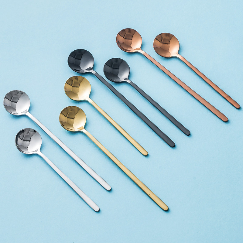 Nordic 304 stainless steel sweet spoons coffee stirring spoon fruit yoghurt soup spoon Western dining round head baby small spoon