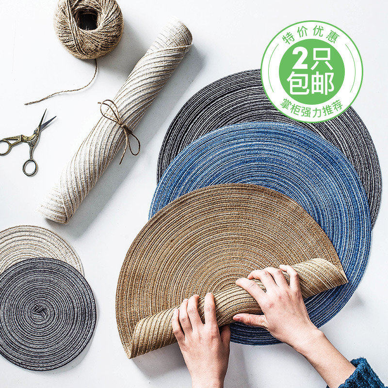 Day Style Handmade HEMP THREAD ROUND TABLE CUSHION HOME INSULATION MAT ANTI-BURN CUSHION ANTI-SLIP BOWL PAN MAT CASSEROLE MAT