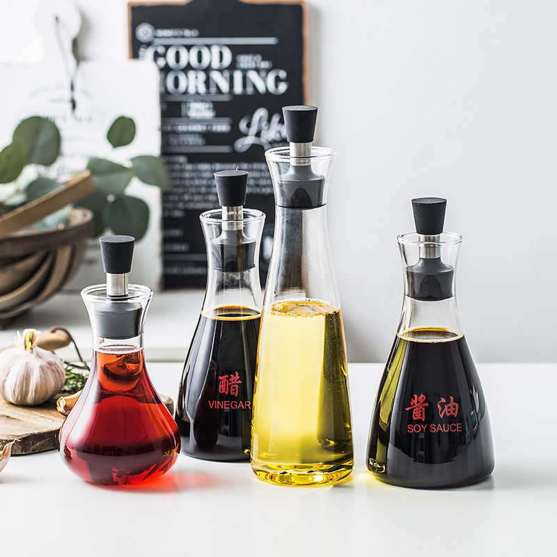 Sealed leakage-proof glass sauce pot heat-resistant lead-free glass flavor bottle kitchen supplies