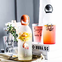 Nordic ins Wind creative cold kettle glass heat-resistant high-temperature household with lid explosion-proof large capacity transparent water bottle