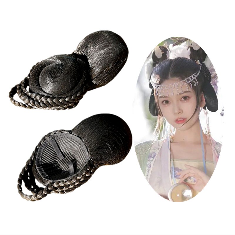 Antique wig bag high temperature hair silk Hanfu hair bun mat hair ancient costume modeling girls all-match twist braid simple hairstyle