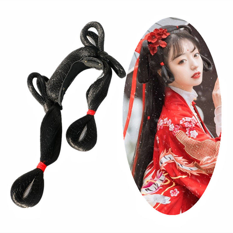 Hanfu Wig Bag Classy Cute Bow Tie Soft Hair Hoop Ancient Wind Styling Twist U Sea Ancient Loaded Back Brain Spoon Hair Bun