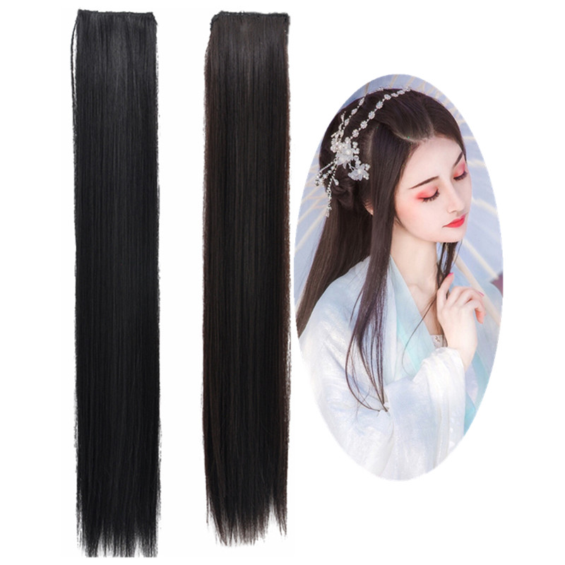 New ancient dress hairpiece wig straight hair style retro style with black hair silvery little dragon woman high temperature silk without marks