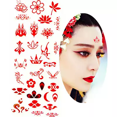 Xinyi ancient costume new phoenix nine pattern forehead decoration eyebrow stickers Forehead stickers Wu Mei Niang flower thousand bones the same simulation stickers