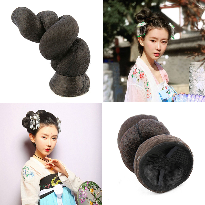 Xinyi Ancient Dress New Balls Head Wig Han Fu Lingen Snake Hair style Dress Style style Skirt Style Twist and Twist Hair Bag Ancient Wind Bag