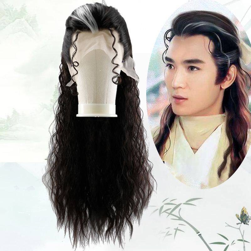 Ancient Dress Wig Kit Li-Seeking Gust Style Male Liking Sea Haircut High Temperature Silk Long Curly Hair Silk Hair Headgear