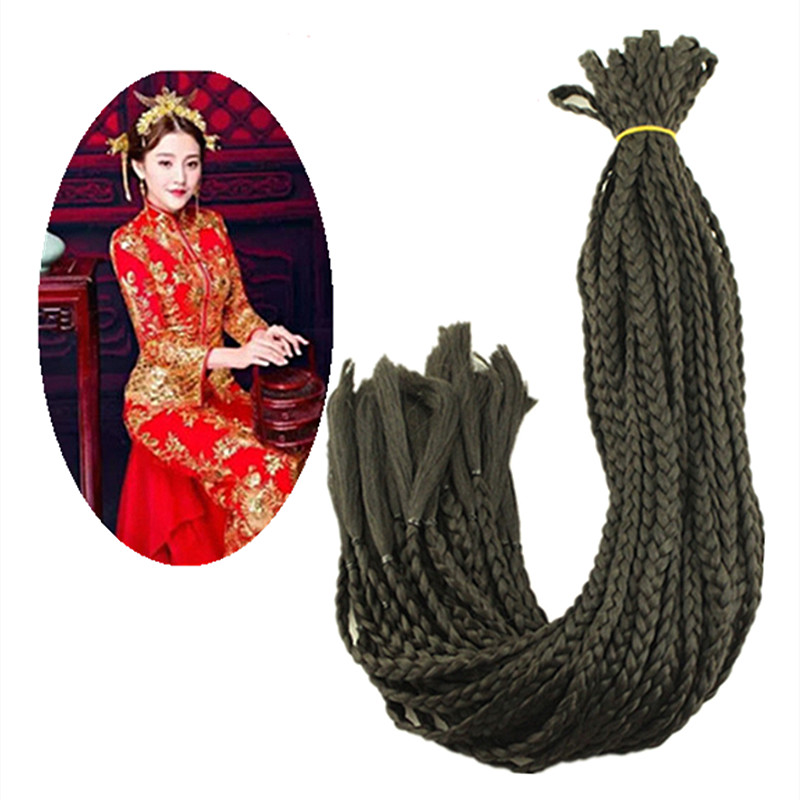 Ancient braid black wig bag long braid mixed hair tail brown braid braid