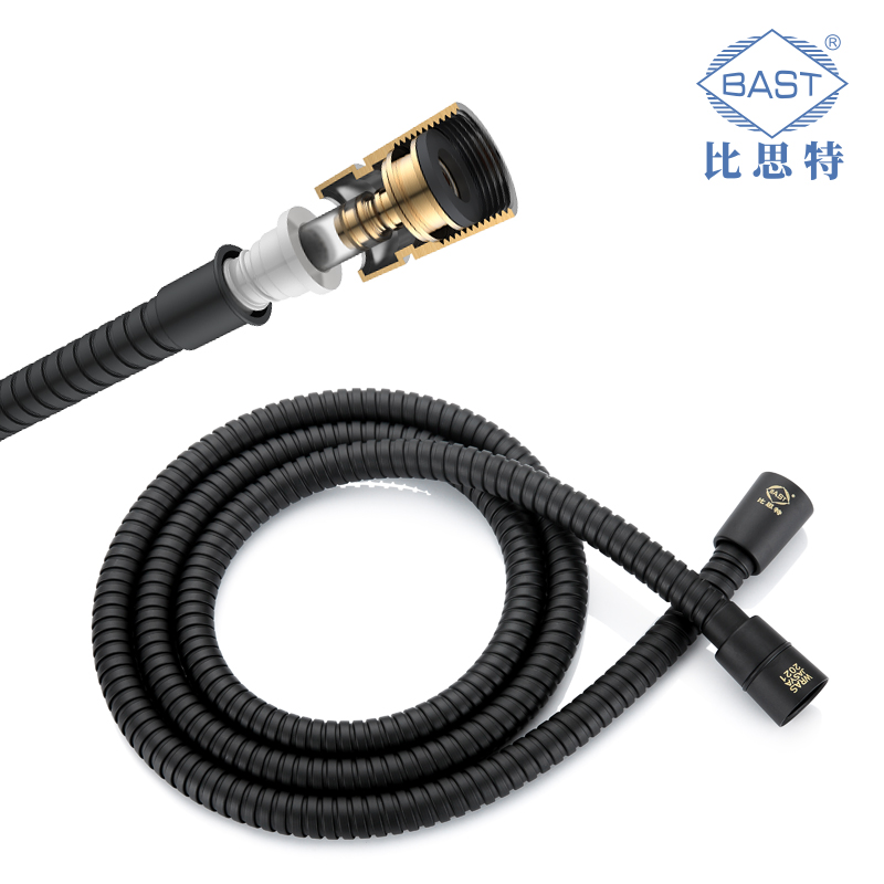 Explosion-proof 1 5 meters 304 stainless steel shower shower hose water heater rain pipe universal black shower soft throat