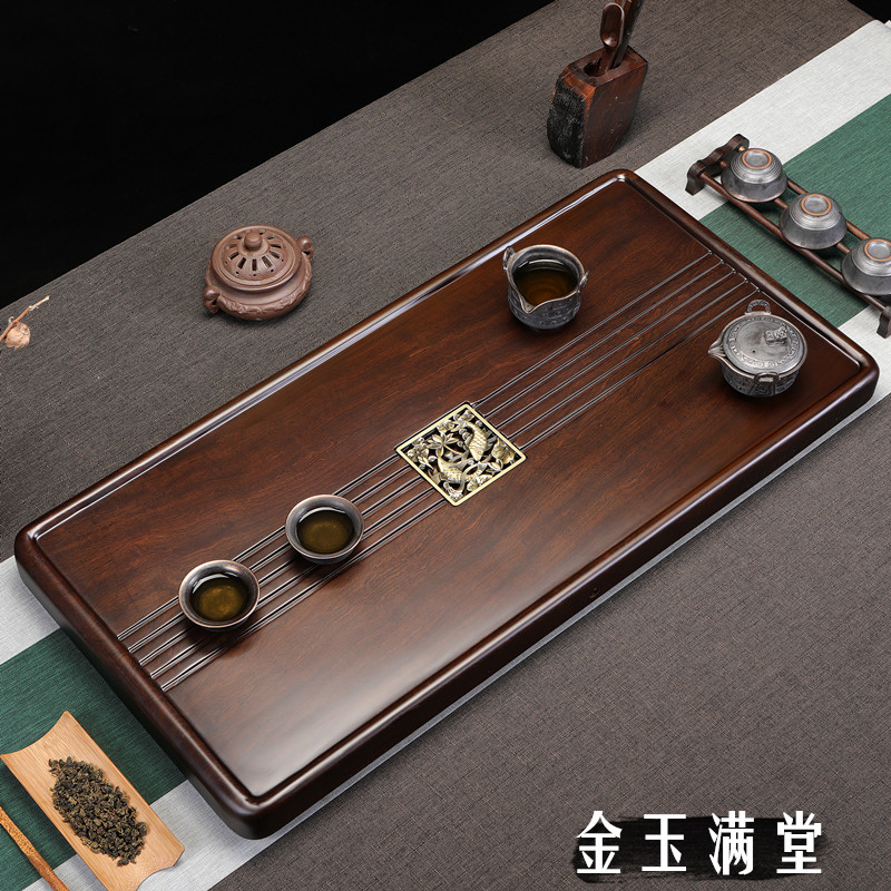 Black Sandalwood Tea Tray Solid Wood Tea Table Home Whole Log Drain Type Kongfu Tea With Tea Sea Care Tray