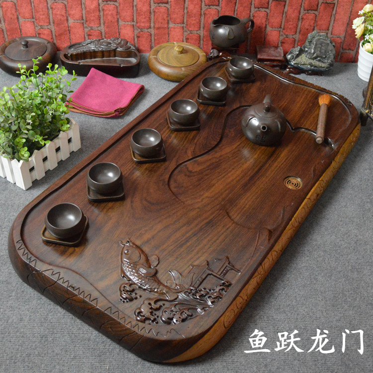 Whole Black Sandalwood Tea Tray Solid Wood Kongfu Tea With Tea Sea Home Tea Table Brief large Number of Drain Rectangle