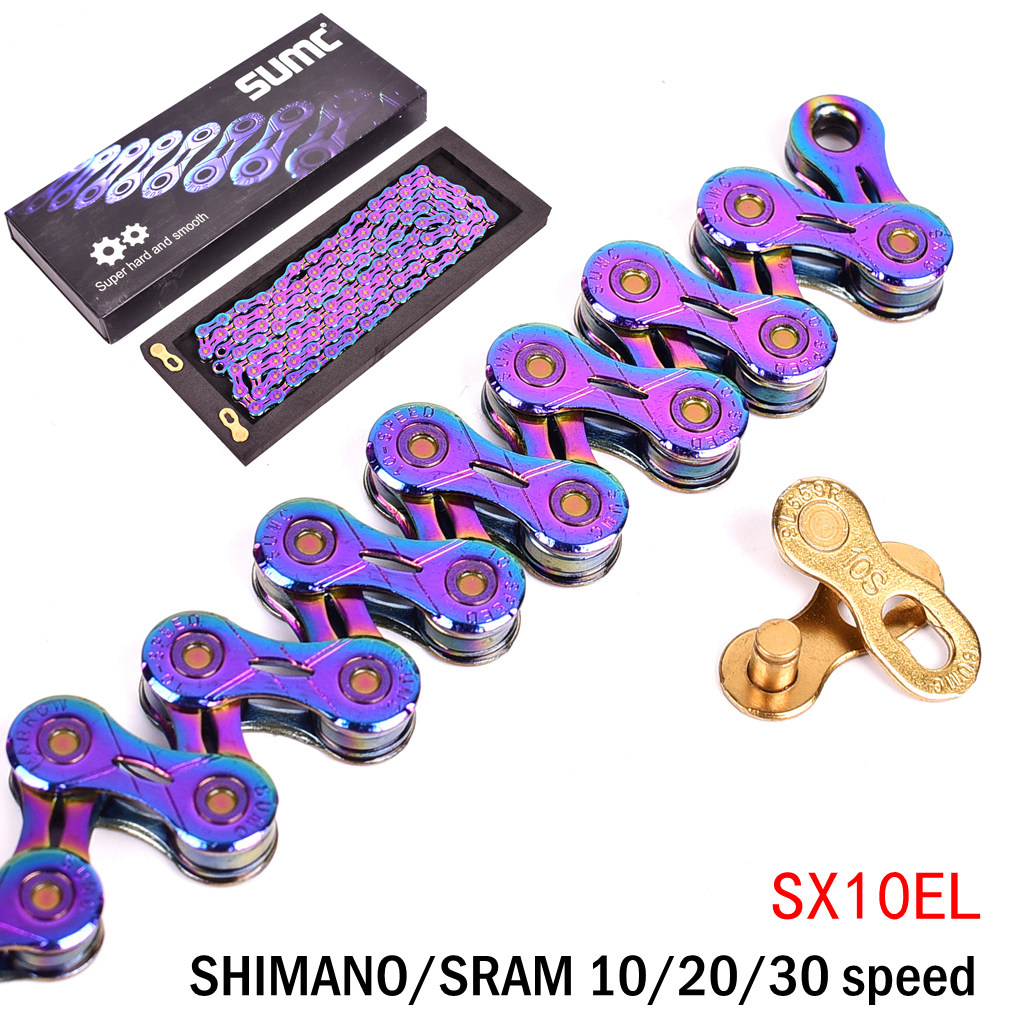 SUMC bicycle chain X9 X10 X11 X12 Speed road bike Mountain bike folding bike chain rainbow hollow