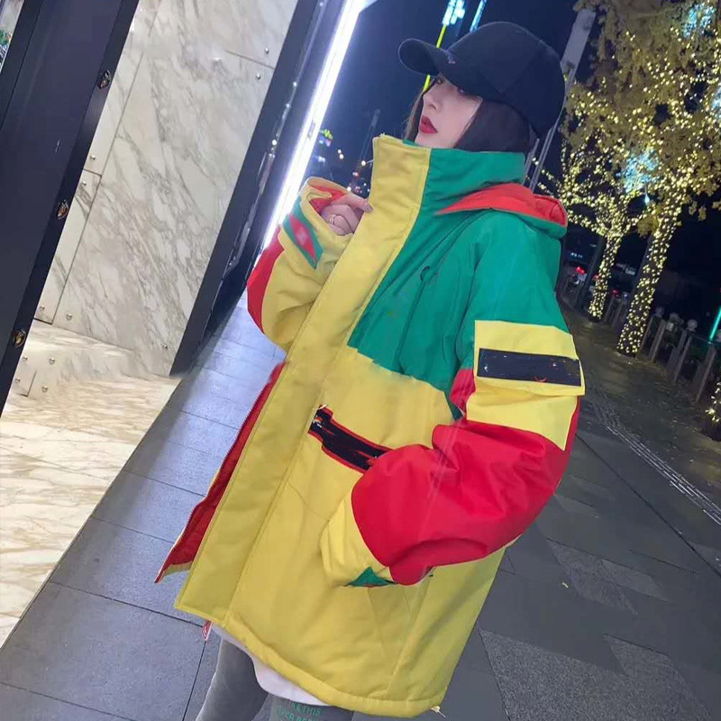 Tooling outdoor mountaineering detachable color-blocking fried street jacket down jacket women's tide brand spring and autumn three-in-one jacket winter