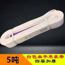 5T flat sling 5 tons 1-12 m crane industrial sling white flat sling two-end buckle hoisting belt