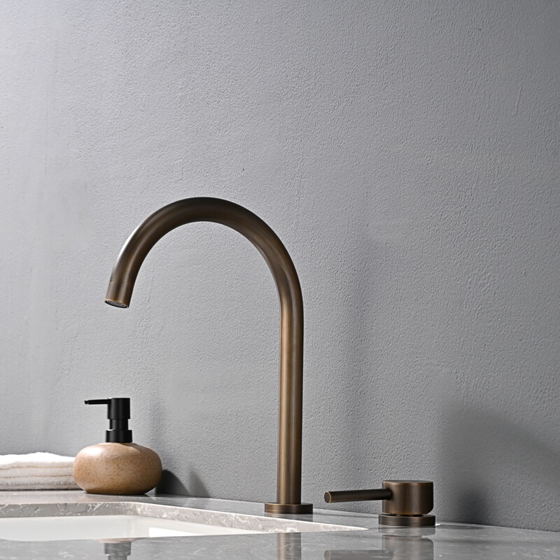 European and American Antique-Style Split-Type Bronze-Colored Basin Faucet, Hot and Cold Dual-Hole Splash-Proof Washbasin Faucet European and American Antique-Style Split-Type Bronze-Colored Basin Faucet, Hot and Cold Dual-Hole Splash-Proof Washbasin Faucet