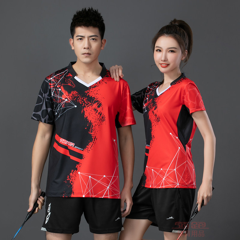 2022 badminton jersey sports suit men's and women's short sleeves quick dry breathable volleyball suit competition table tennis top group purchase