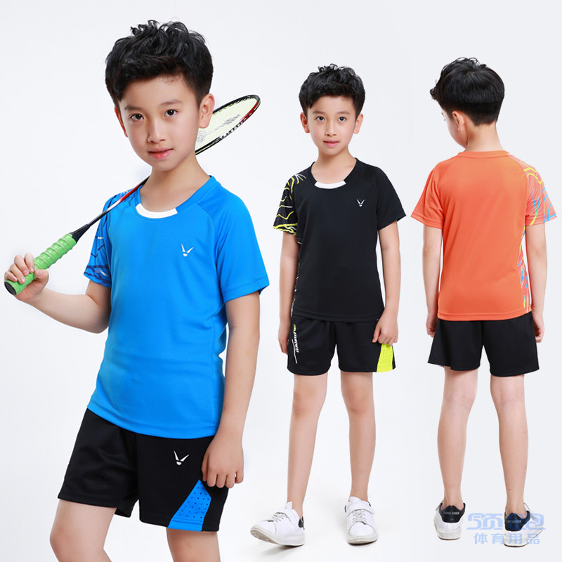Children's badminton suits boys short-sleeved table tennis team summer quick-drying training girls sportswear custom printing