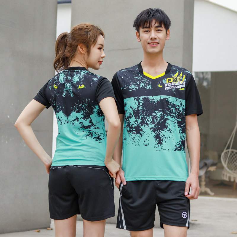 Badminton suit men and women short sleeves Korean speed dry gas volleyball suit Competition table tennis sport blouses group customized