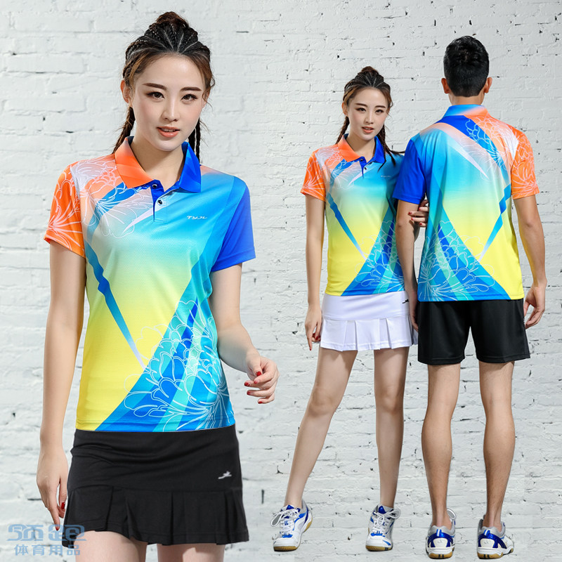 Badminton suit men and women short sleeve breathable volleyball suit speed dry competition table tennis team tops customized