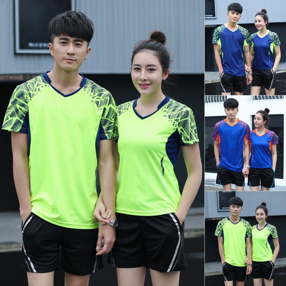 Badminton suit suit men and women short sleeve speed dry breathable volleyball match training ping-pong tennis sport blouses customized