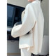 ລະດູຫນາວແບບງ່າຍດາຍສັ້ນ slit ຫນັງແທ້ buckle ຂະຫນາດນ້ອຍ stand collar cloak handmade woolen coat woolen coat ສີຂາວ