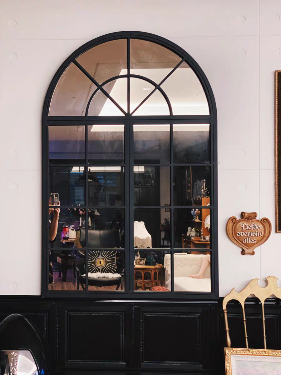 American Restaurant Fake Window Partition Iron Art Windows Real Window Wall Decoration Hyun Guan Wall View Grid Fake Window Mirror Decoration Frame-Taobao