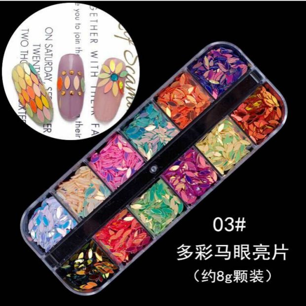 Nail trang sức nghệ thuật thiết lập sao tháng đinh tán kim loại rỗng nhẫn nàng tiên cá ngọc trai sequin pha trộn 12 lưới để gửi công cụ - Công cụ Nail đồ nail cơ bản