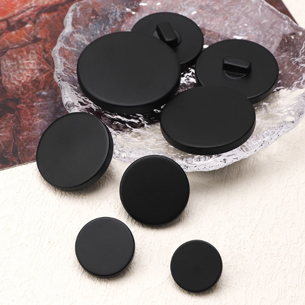 Resin Buttons, Round Woolen Coat, Trench Coat, Cotton Coat Buttons, Matte Flat Frosted Shirt Black Buttons