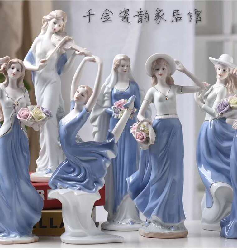 Jingdezhen Fashionable Home Ceramic Ornaments for Living Room, Wine Cabinet, Bedroom, European-Style Western Wedding Character Decoration