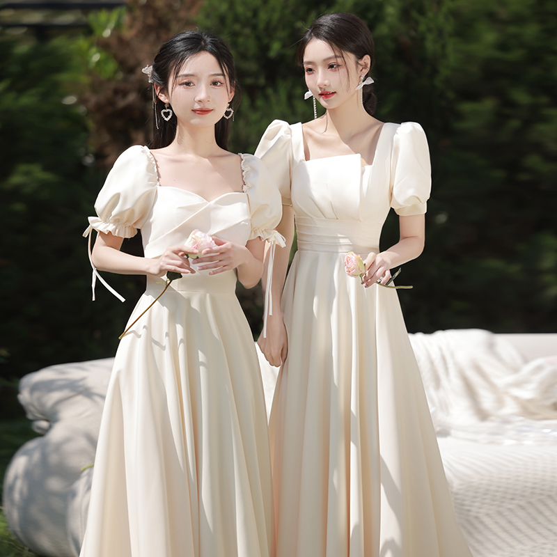 Bridesmaid dress, advanced summer skirt, evening dress, champagne color, for bridesmaid