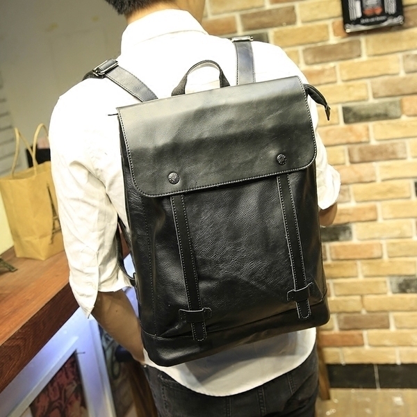 Genuine leather casual double shoulder bag men's bag Han version student school bag retro trend travel computer bag men's bag