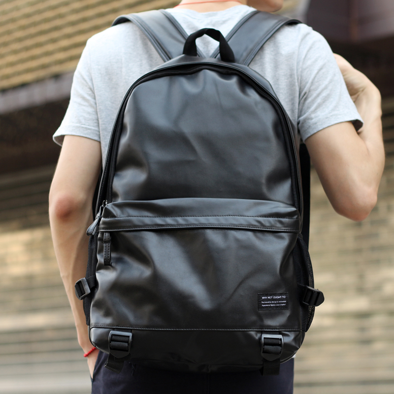 New leather fashion trend shoulder backpack male travel college Fenghan edition of simple middle school school bag computer package