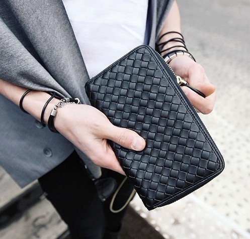 New genuine leather brief about Europe and America Great card woven wallet Multi-layer long version wallet money hand feel good for men and women neutral