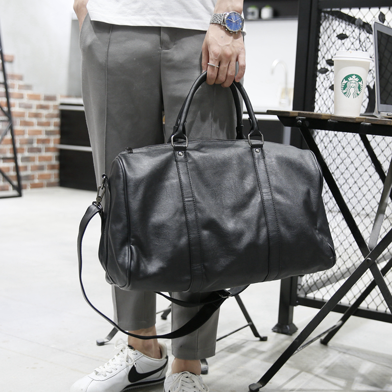 Cowhide travel bag men's leather business handbag tide large capacity short-distance travel leather luggage bag shoulder messenger bag