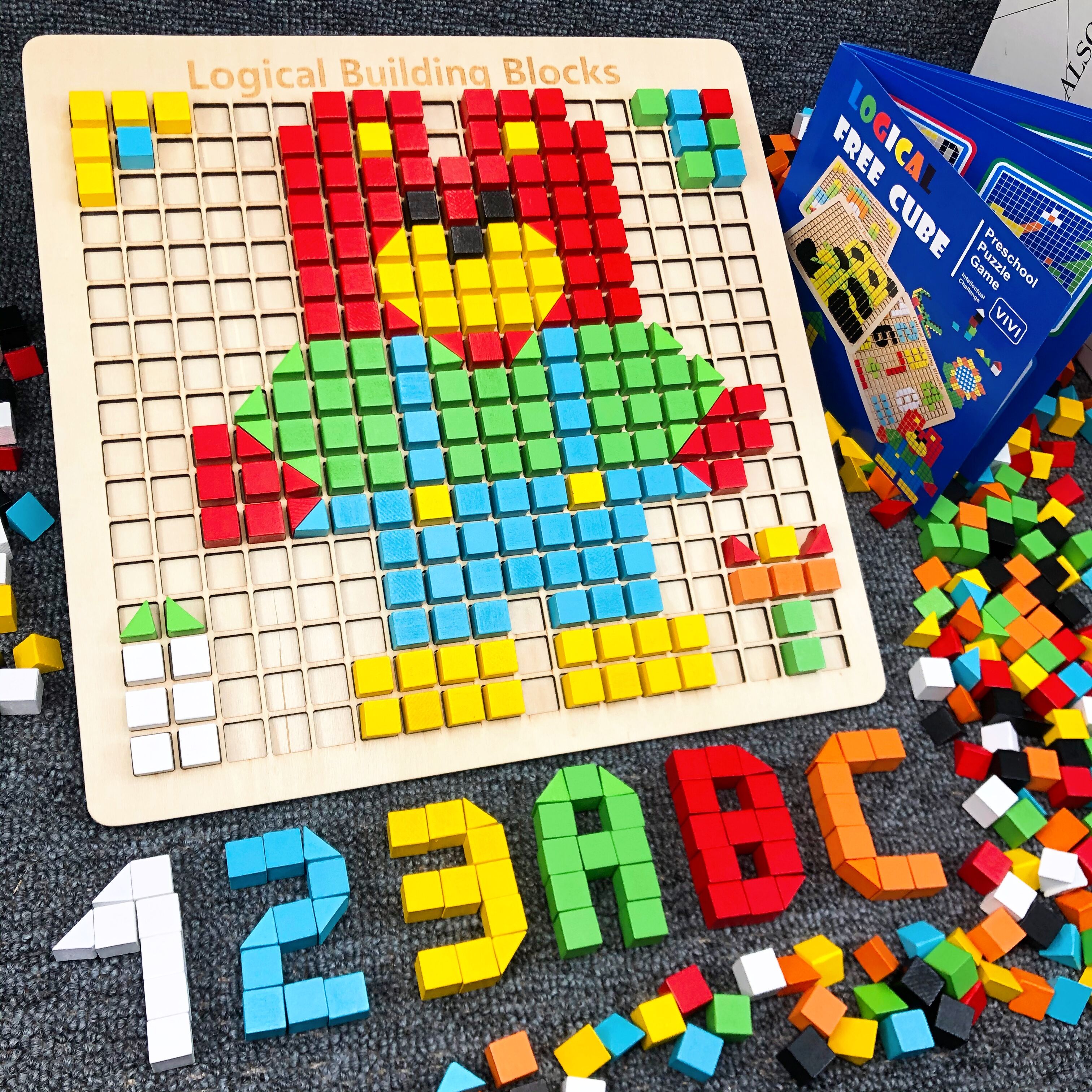 Children's logical thinking square stereo puzzle plug imagination focus on training Yizhi early teaching toys