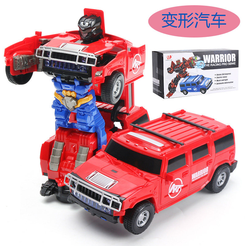 Children's electric deformation toy car spinning dancing universal police car boy off-road Hummer King Kong Optimus Prime
