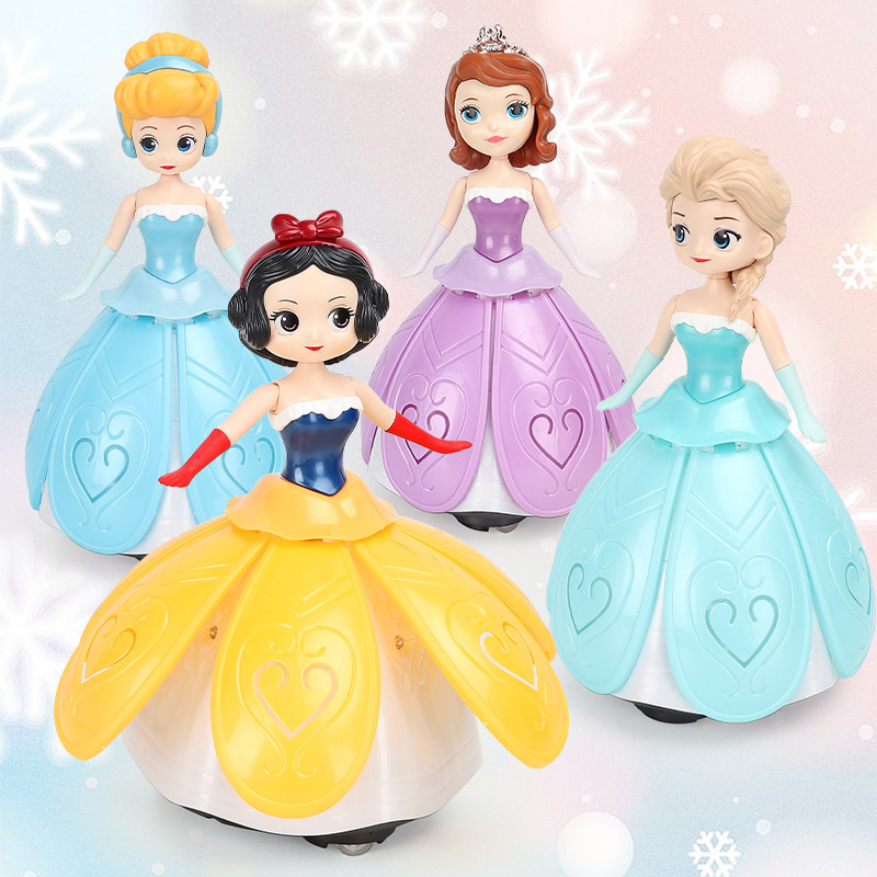 Children's Toy Girl Dancing Spinning Princess Universal Lights Light Music Gift Baby Love Esha Ice Chic Edge-Taobao