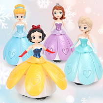 Childrens toy girl dancing rotating Princess Wanxuan car light music gift baby love Aisha Frozen