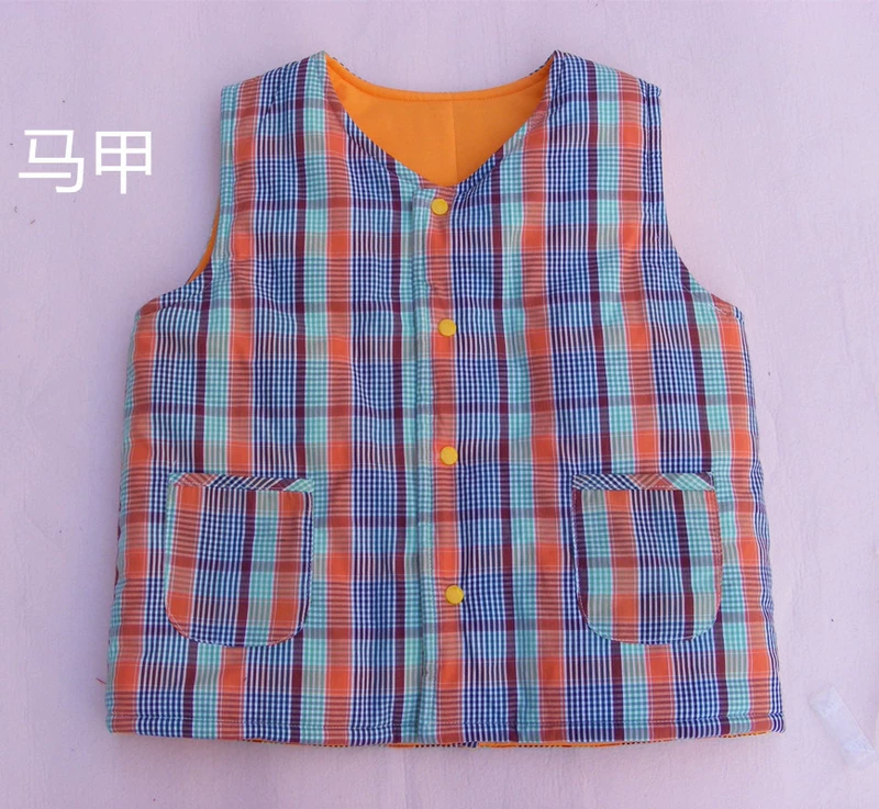 Áo vest cotton tinh khiết mùa đông tùy chỉnh thủ công áo vest trẻ em mẹ và con áo bảo vệ trái tim cha mẹ-con ba mảnh - Áo ghi lê