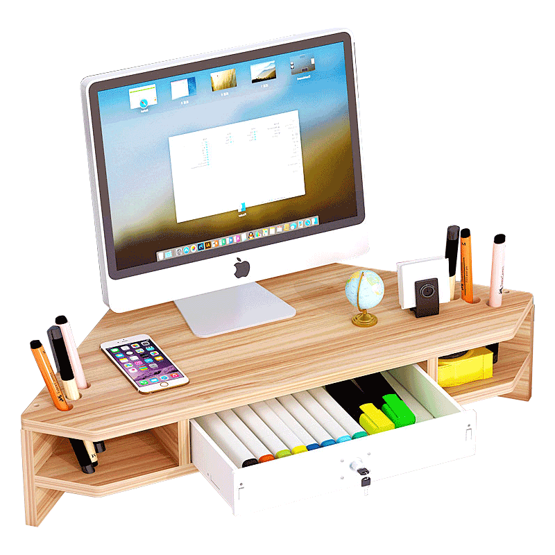 Triangle computer elevated desktop storage stand