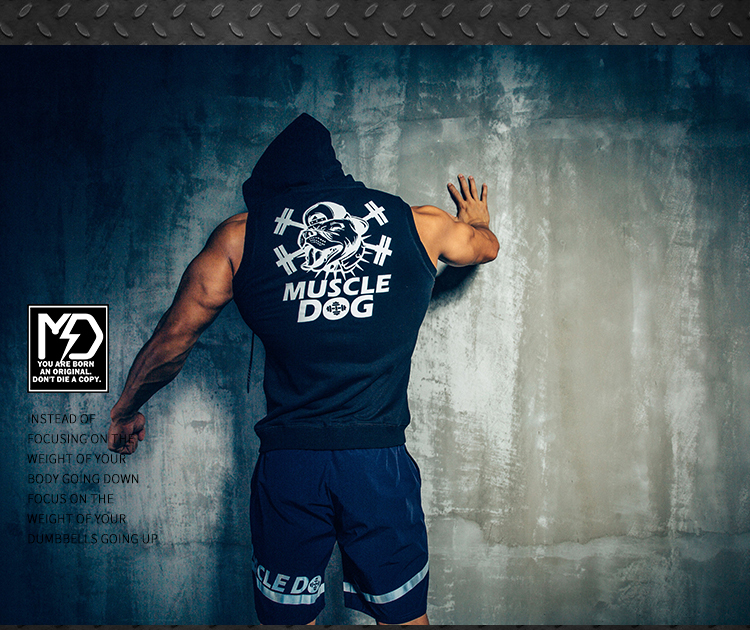 Muscledog Cơ Bắp Dog Hiệp Sĩ Đen Xu Hướng Thể Thao Cotton Vest Thể Thao Hàng Đầu Chạy Vest Phù Hợp Với Đào Tạo áo khoác the thao nam cao cấp