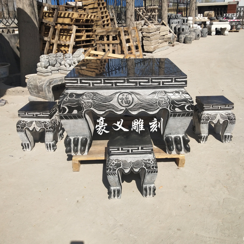 Quyang courtyard stone carving marble table) outdoor leisure garden table) granite stone table) stone bench stone chair